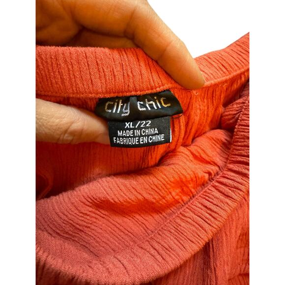 City Chic Off Shoulder Burnt Orange Dress - Size XL/22 - Picture 3 of 11